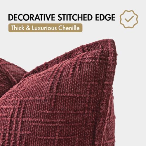 MIULEE Slubby Textured Christmas Throw Pillow Covers Burgundy 18x18 - Image 7