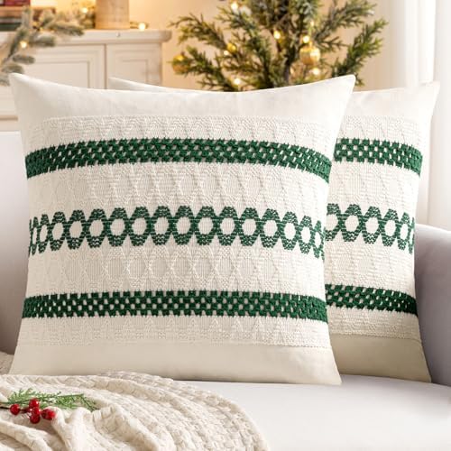 MIULEE Christmas Dark Green Boho Decorative Pillow Covers by MIULEE