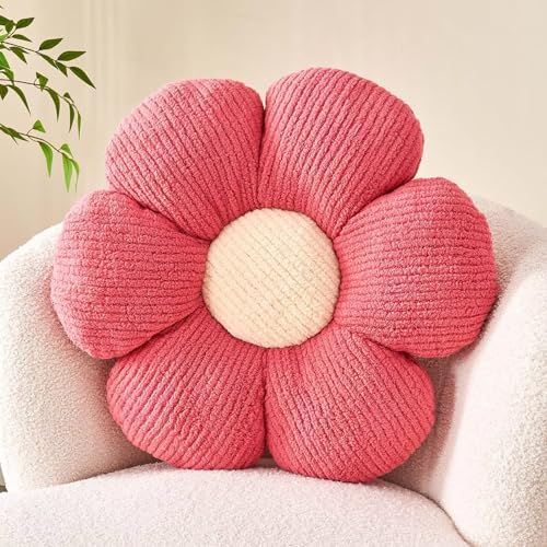 Flower Throw Pillow, Soft Peach Pink 19.6" Shaped Floor Pillow by Kcvvcr