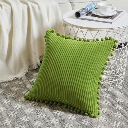 Fancy Homi 2 Packs Lime Green Decorative Throw Pillow Covers 16x16 Inch - Image 2