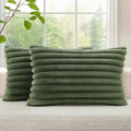 decorUhome Fall Faux Fur Throw Pillow Covers 12x20 Set of 2 Olive Green by decorUhome