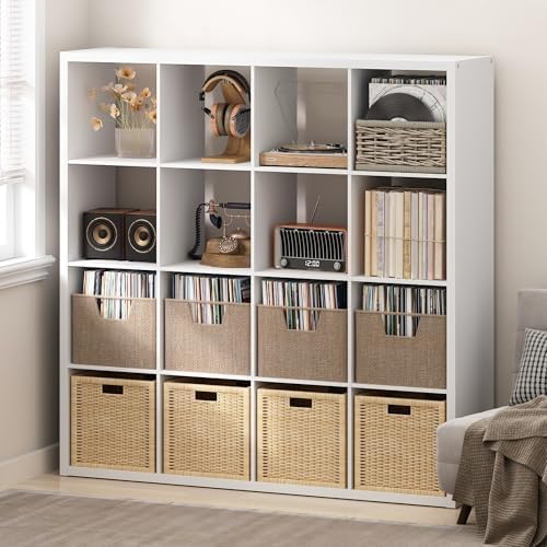 Furinno Cubicle 16-Cube Record Player Stand, Vinyl Storage by Furinno-FitsYourSpaceFitsYourBudget