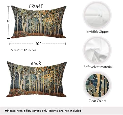 Rustic Fall Forest William Morris Inspired Pillow Covers 12x20 - Image 2