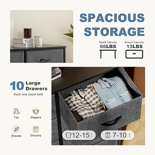 DUMOS 10 Drawer Tall Dresser for Bedroom & Living Room - Image 4