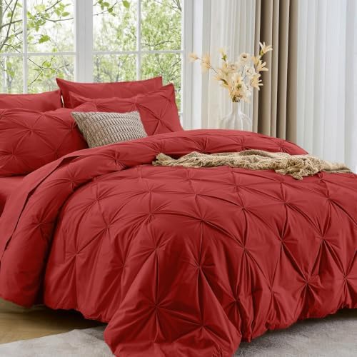 Sasttie King Size Comforter Set, 7-Piece Bed in a Bag, Pintuck Bedding Set by SASTTIE