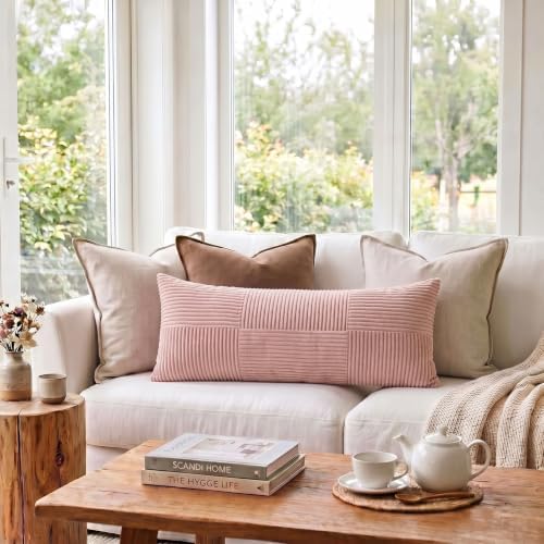 Fancy Homi Set of 2 Blush Pink Boho Long Lumbar Body Decorative Throw Pillow - Image 2