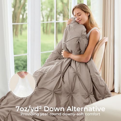 Sasttie Oversized Queen Comforter Set, 7-Piece Bed in a Bag, Pintuck Bedding - Image 2