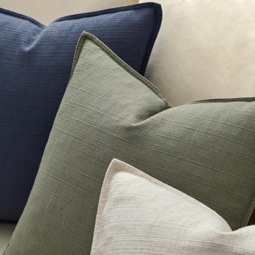 MIULEE Thick Textured Decorative Throw Pillow Covers 20x20 Inch Olive Green - Image 3