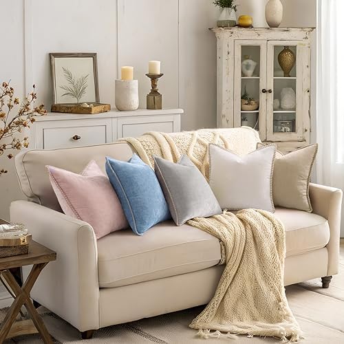 decorUhome Soft Chenille Throw Pillow Covers 26x26 Set of 2 Beige - Image 6