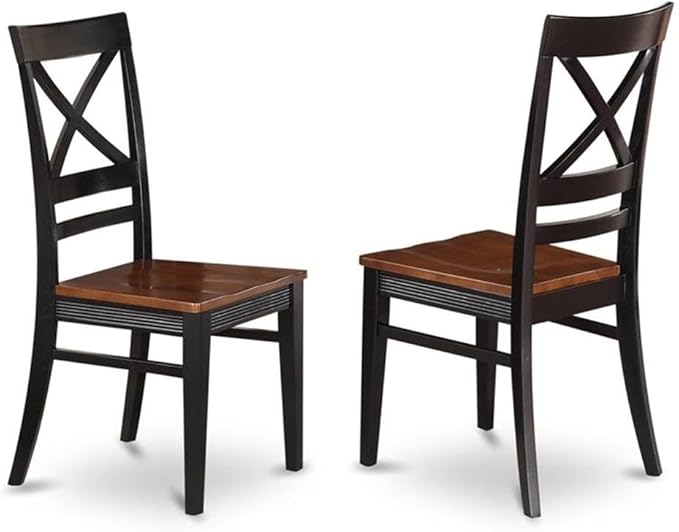 East West Furniture QUIN5-BLK-W 5 Piece Kitchen Table Set for 4 Includes a Rectangle Dining Table with Butterfly Leaf and 4 Dining Room Chairs, 40x78 Inch, Black & Cherry