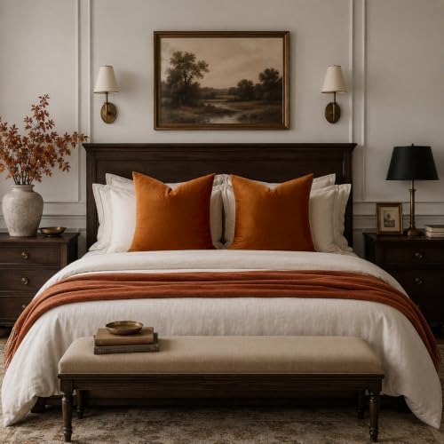 GIGIZAZA Burnt Orange Velvet Throw Pillow Covers 16x16 Pack of 2 - Image 7