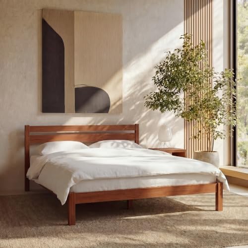 Twin Bed Frame with Headboard Classic Wood Platform, Noise Free, Under Bed by LIFEMENT