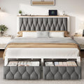 Decofy Queen Bed Frame with 2 Storage Drawers, Upholstered Platform Bed Frame by Decofy