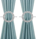 2 Pack Silver Curtain Tiebacks Round Drapery Holdbacks, 20 Crystals by Mewutal