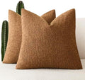 Foindtower Decorative Textured Boucle Throw Pillow Covers 16x16 Hazel Brown by Foindtower