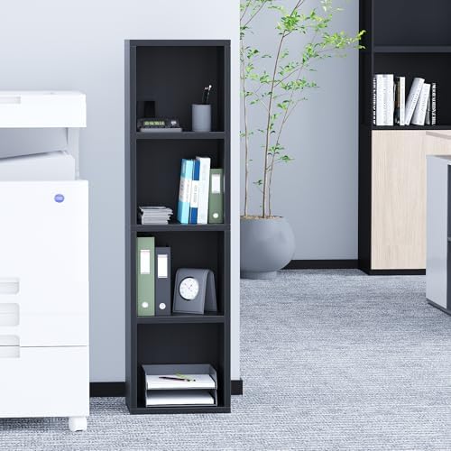 Zenira 4 Tier Bookshelf, 4 Cube Storage Organizer, Narrow Bookcase - Image 2