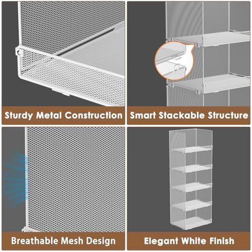 5-Tier Stackable Closet Organizers and Storage, Metal Wire Storage Shelves - Image 6