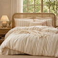 Striped Comforter Set Queen Size Yellow Pink Bedding Set 3 Pieces by Erwinmu