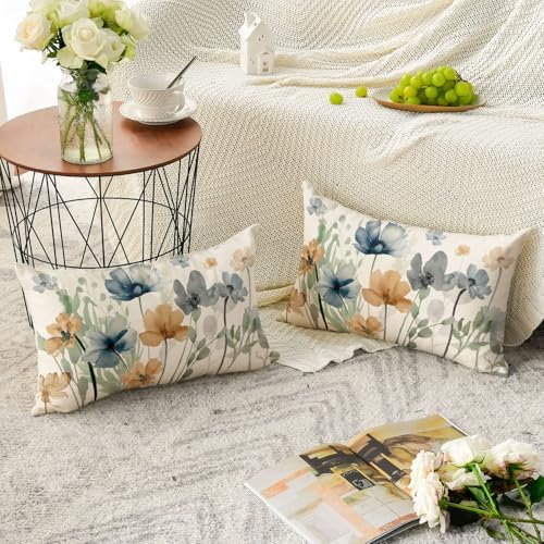AVOIN colorlife Poppy Chinoiserie Flowers Pillow Covers 12x20 Inch Set of 2 - Image 3