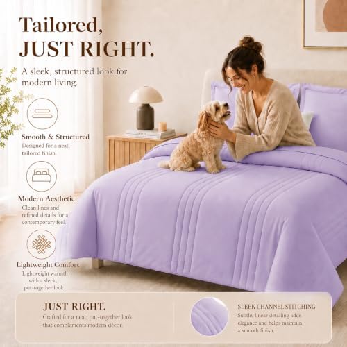 CozyLux Queen Comforter Set Lavender - Image 4