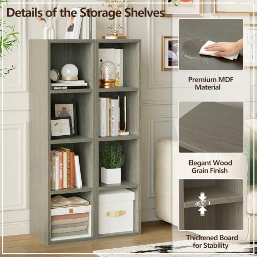 Zenira 4-Tier Bookcase, 4 Cube Storage Organizer, Narrow Bookcase - Image 6