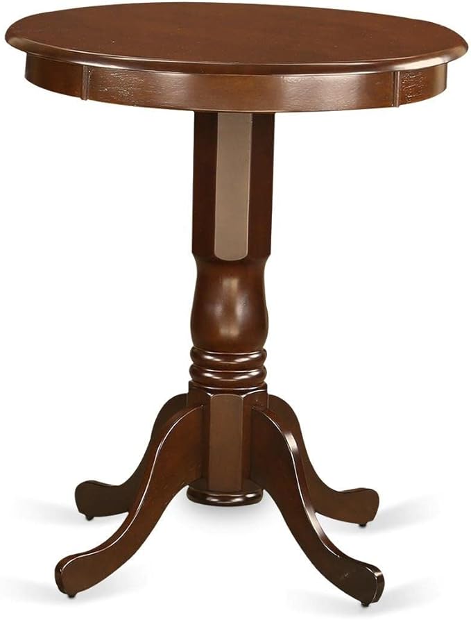 East West Furniture EDVN3-MAH-W 3 Piece Kitchen Counter Height Dining Table Set Contains a Round Wooden Table with Pedestal and 2 Dining Chairs, 30x30 Inch, Mahogany
