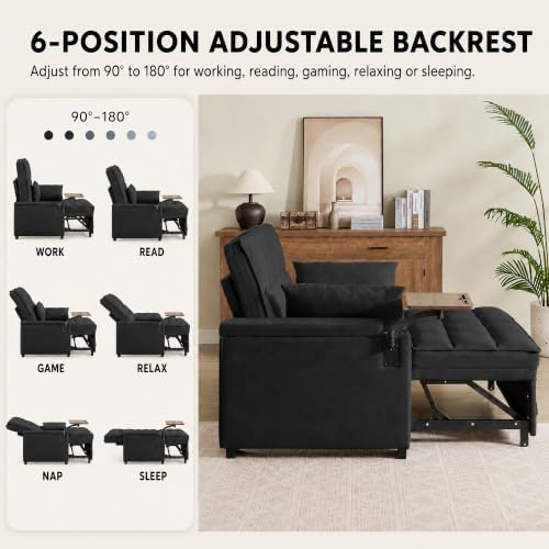 65" Sleeper Sofa Bed, 3-in-1 Convertible Pull-Out Loveseat - Image 5