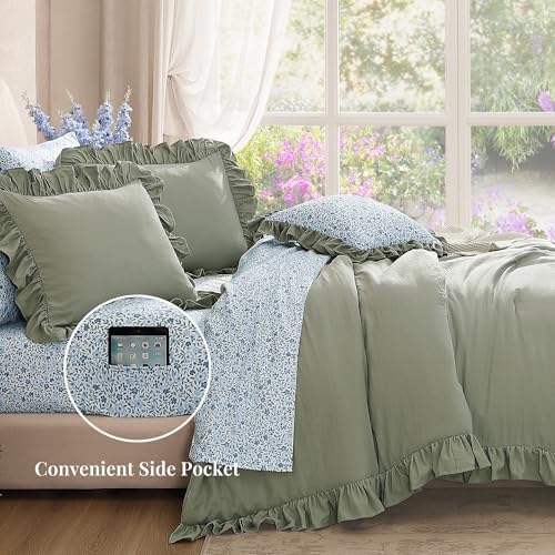 BLOOMHAVEN California King Comforter Set-7 Pieces Ruffle Bedding - Image 3