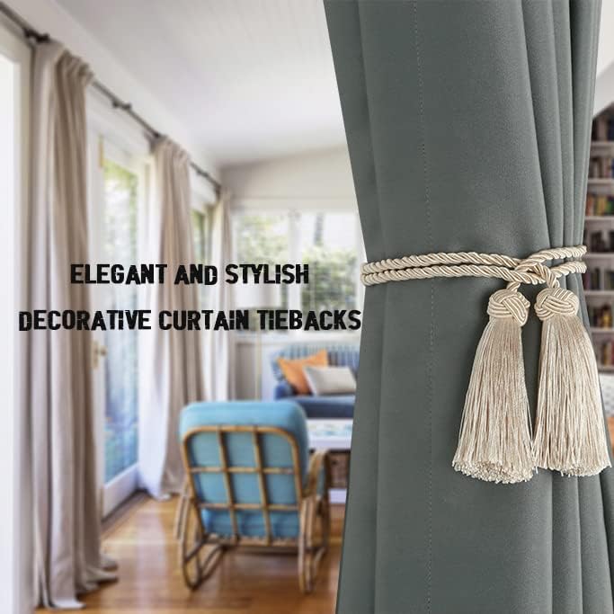 BEL AVENIR 2 Pack Handmade Rope Tassel Curtain Tiebacks - Image 5