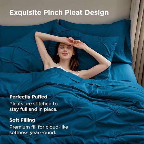 Bedsure 7-Piece California King Comforter Set & Sheets, Teal Bedding - Image 2