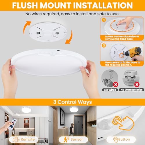12 Inch Rechargeable Motion Sensor LED Ceiling Light - Image 6