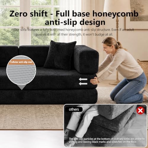 79" Boneless Couch for Living Room, Futon Sleeper Sofa Bed - Image 6
