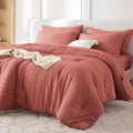 Oversized King Comforter Set 7 Pieces, Seersucker Bed in a Bag by MUXHOMO