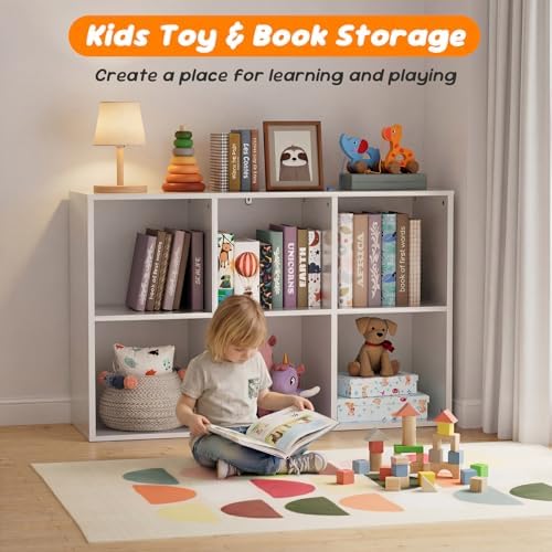 6 Cube Storage Organizer, Kids Cubby Bookshelf, Thickened Panels, Anti-Tip Kit - Image 3