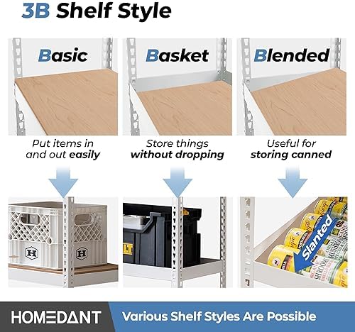 HOMEDANT White 28" W 5 Tier Storage Shelves Garage Shelving Metal 2Pack - Image 4