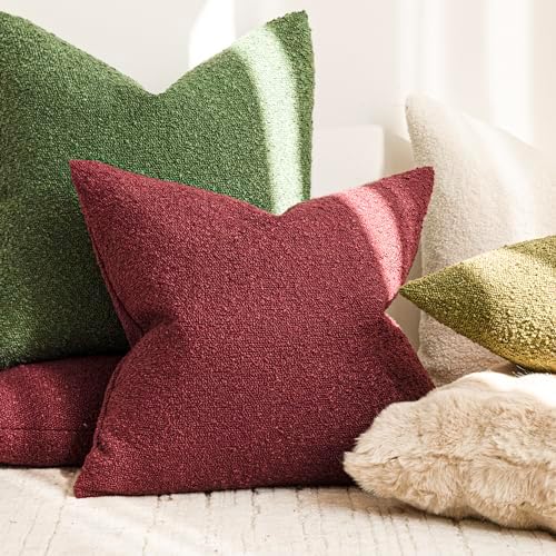 Foindtower Decorative Textured Boucle Throw Pillow Cover 24x24 Hunter Green - Image 6