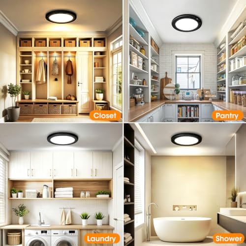 2 Pack Rechargeable Motion Sensor Ceiling Light Wireless Closet Light Black - Image 7