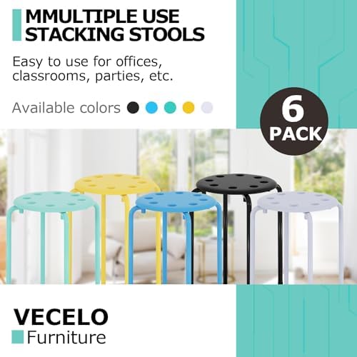 VECELO 6-Piece Stacking Stools for Classroom - Image 6