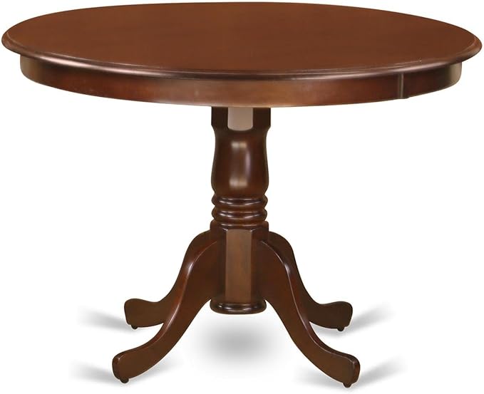 East West Furniture HLDU5-MAH-W 5 Piece Dining Set Includes a Round Dining Room Table with Pedestal and 4 Kitchen Chairs, 42x42 Inch, Mahogany