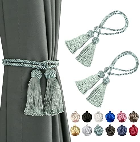 BEL AVENIR 2 Pack Handmade Rope Tassel Curtain Tiebacks by BELAVENIR