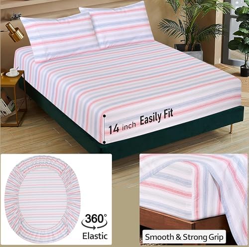 RUVANTI 100% Cotton California King Sheets, Percale Sheet Set - Image 5