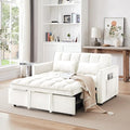 55" Velvet Foldable Sofa with Side Storage Pockets, Convertible Couch by UXENAFANA