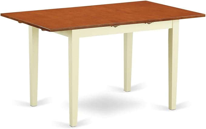 East West Furniture NODA5-LWH-C 5 Piece Kitchen Table & Chairs Set Includes a Rectangle Dining Table with Butterfly Leaf and 4 Linen Fabric Dining Room Chairs, 32x54 Inch, Linen White