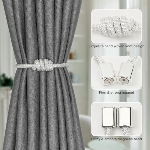 NICEEC 4 Pack Mini Magnetic Curtain Tiebacks Modern Simple Style Drape Tie - Image 3