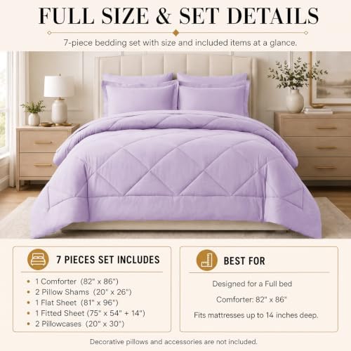 CozyLux Full Comforter Set 82"x86" Light Purple - Image 2