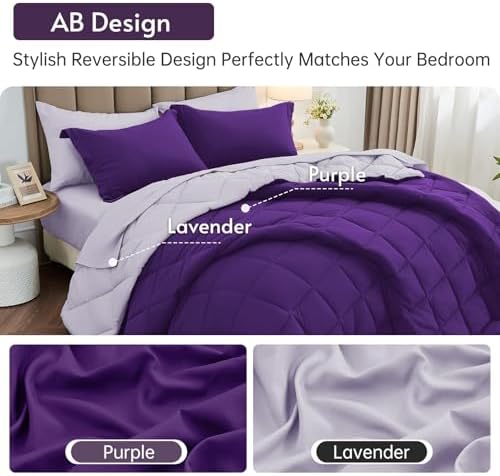 Queen Comforter Set 7 Pieces, Reversible Bed in a Bag - Image 3
