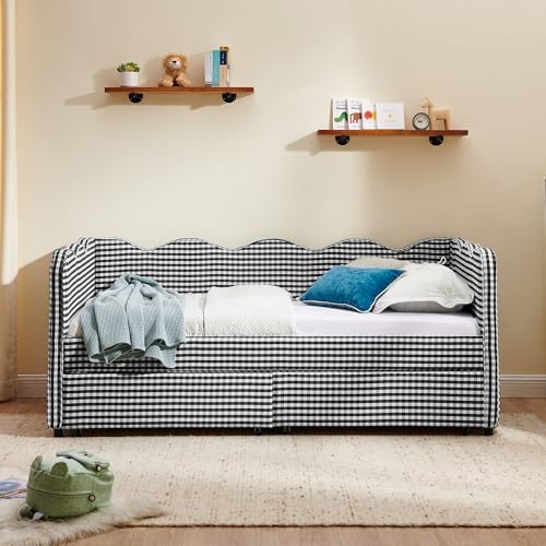 KEIKI Twin Size Upholstery Gingham Daybed - Image 4