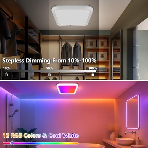 Rechargeable Motion Sensor Ceiling Light, Battery Closet Light 12 RGB Color - Image 2