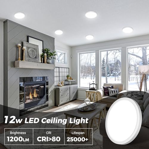 zemty 6Pack LED Ceiling Light Fixture, 6.5 Inch 12W 1200lm Flush Mount Light - Image 2