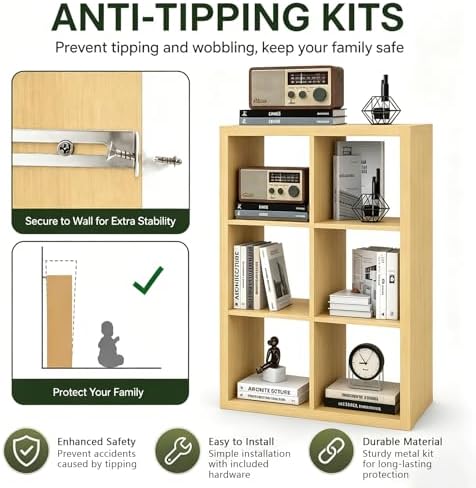 CTESNE【2026 Wooden Thick Frame 6 Cube Storage Organizer Shelf - Image 5